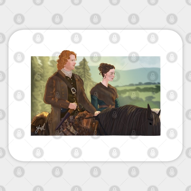 Jamie and Claire Sticker by YaelsColors